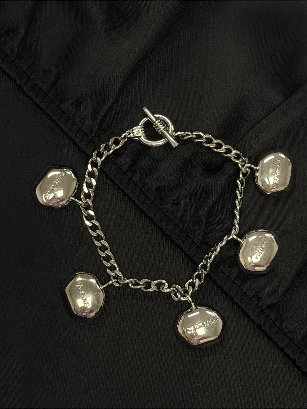 Rare Vintage Cerruti Image Silver-Tone Inspirational Word Charm Bracelet